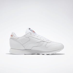 Adidasy Damskie Reebok Classic Leather Białe/Czarne/Różowe PL 14AOEPN